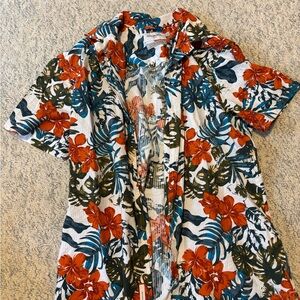 Goodfellow & Co Tropical Floral Shirt - Orange and Blue